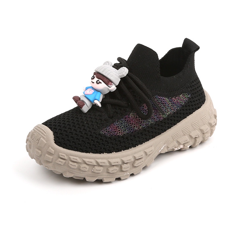 Giày Thể Thao Đế Mềm Phối Lưới Thoáng Khí Họa Tiết Hoạt Hình Dễ Thương Cho Bé Gái