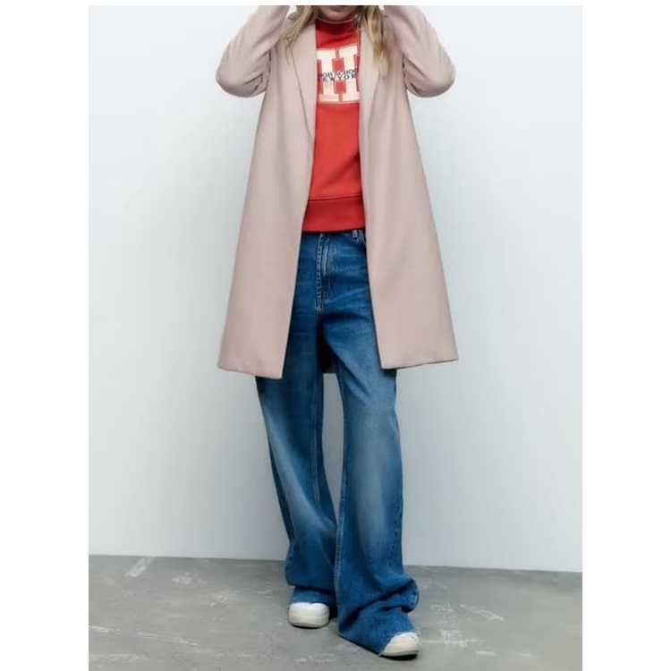 Zara mùa thu và mùa đông áo khoác dài mới áo khoác ve áo dài tay đi lại tính khí 5070420