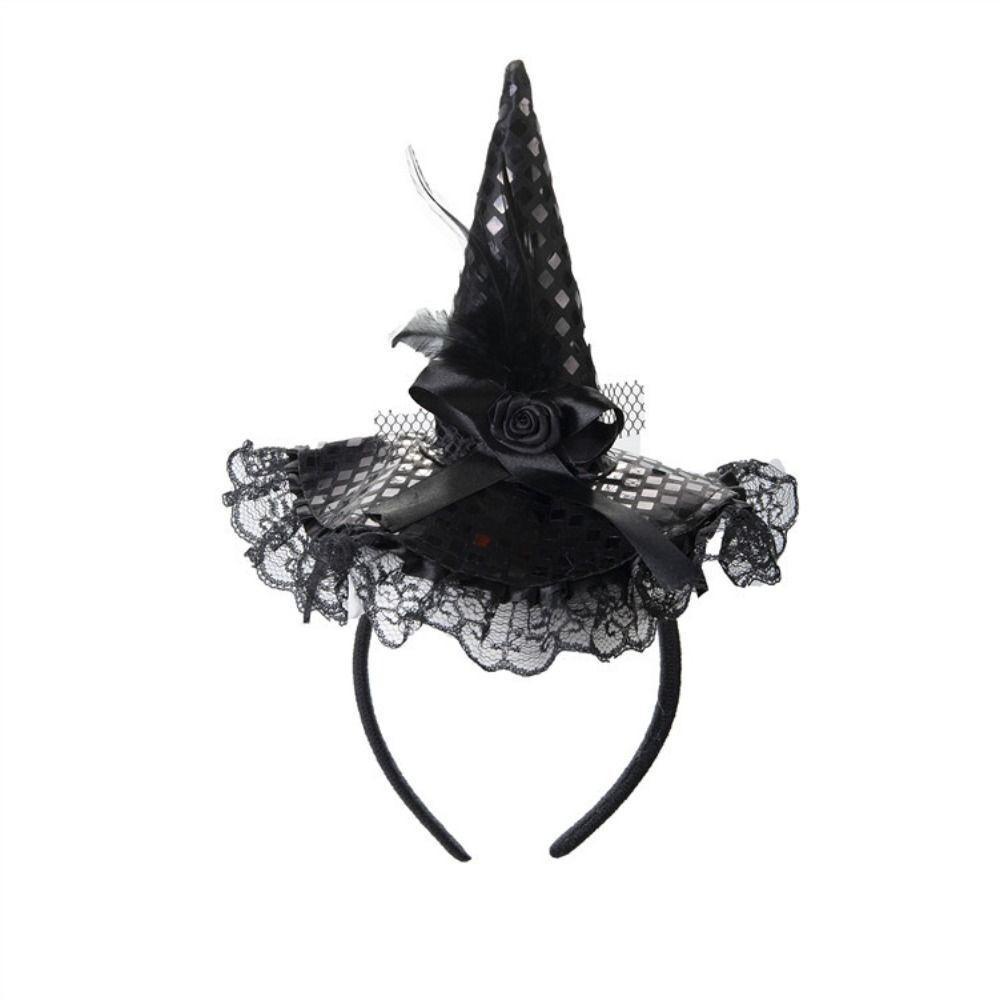 Simpleshop1 vòng cài tóc, mũ phù thủy bằng vải ren sequins, băng đô trang trí tiệc hoạt hình halloween