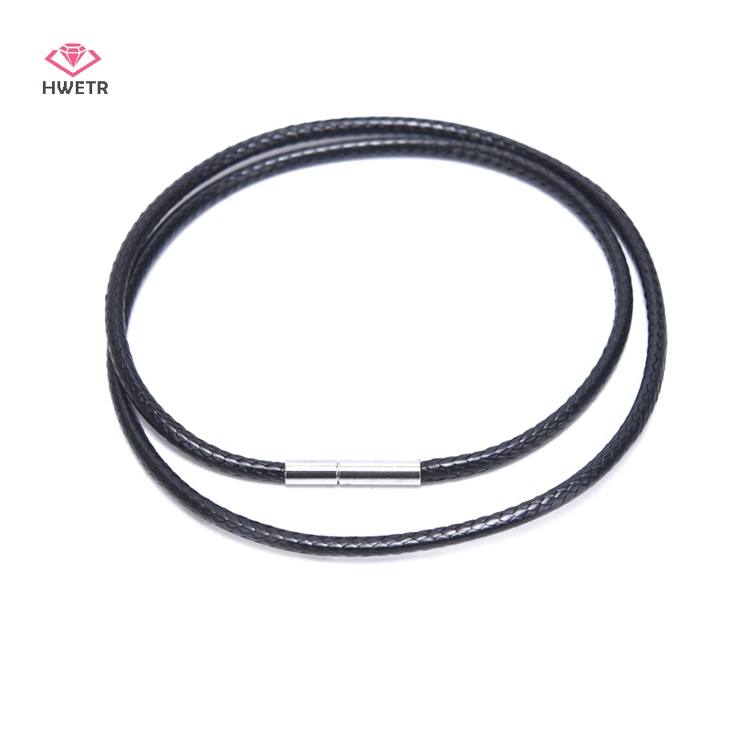 Hwetr dây da sáp đen thép không gỉ vòng quay clasp vòng cổ choker dây trang sức mới