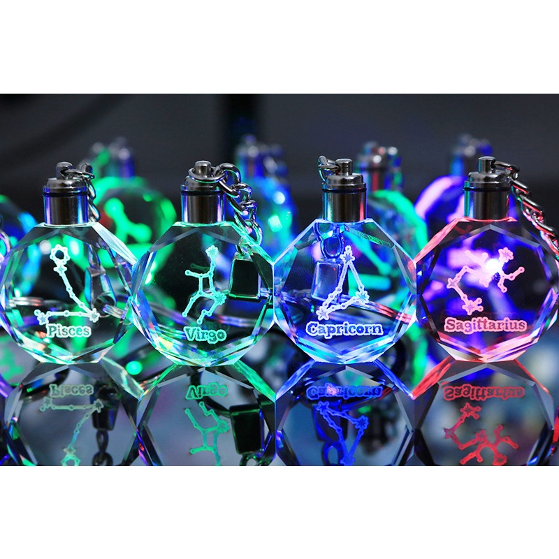 12 mười hai chòm sao pha lê móc khóa túi đi học cô gái cặp đôi sinh nhật trang trí đồ chơi trẻ em món quà nhỏ