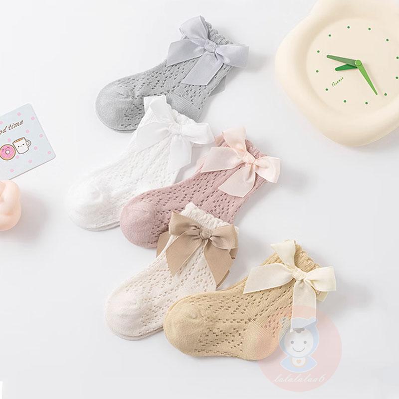 Laa6-quần Tất Công Chúa Dài Màu Trơn Đính Nơ Dễ Thương Cho Bé Gái