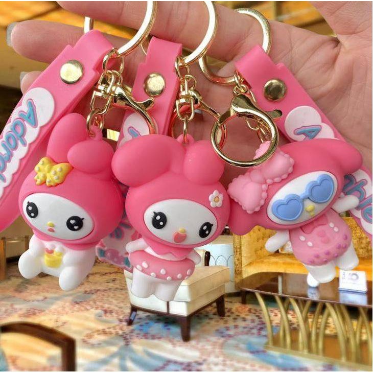 Sq3 sanrio mymelody cartoon keychain túi búp bê dễ thương mặt dây chuyền vòng đeo chìa khóa xe cá tính