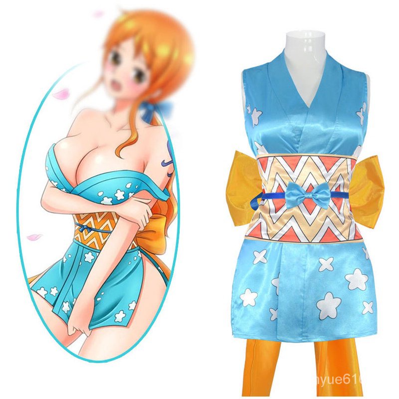 0815-cos-fm anime one piece nami cos trang phục halloween nami sexy satin in ngắn kimono cosplay truyện tranh hoạt hình quà tặng unor
