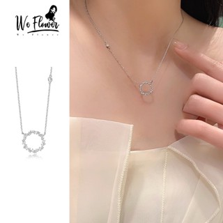 We Flower Dây chuyền mặt dây hình tròn đính đá lấp lánh thời trang