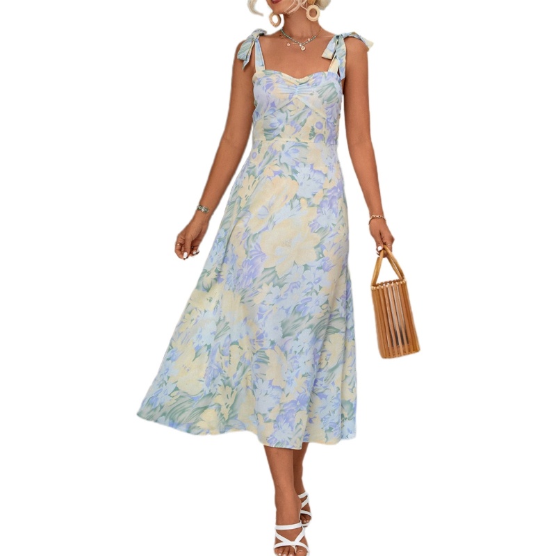 Đầm Quây Ngực Không Tay In Hoa Thời Trang Mùa Hè 2023 Dành Cho Nữ