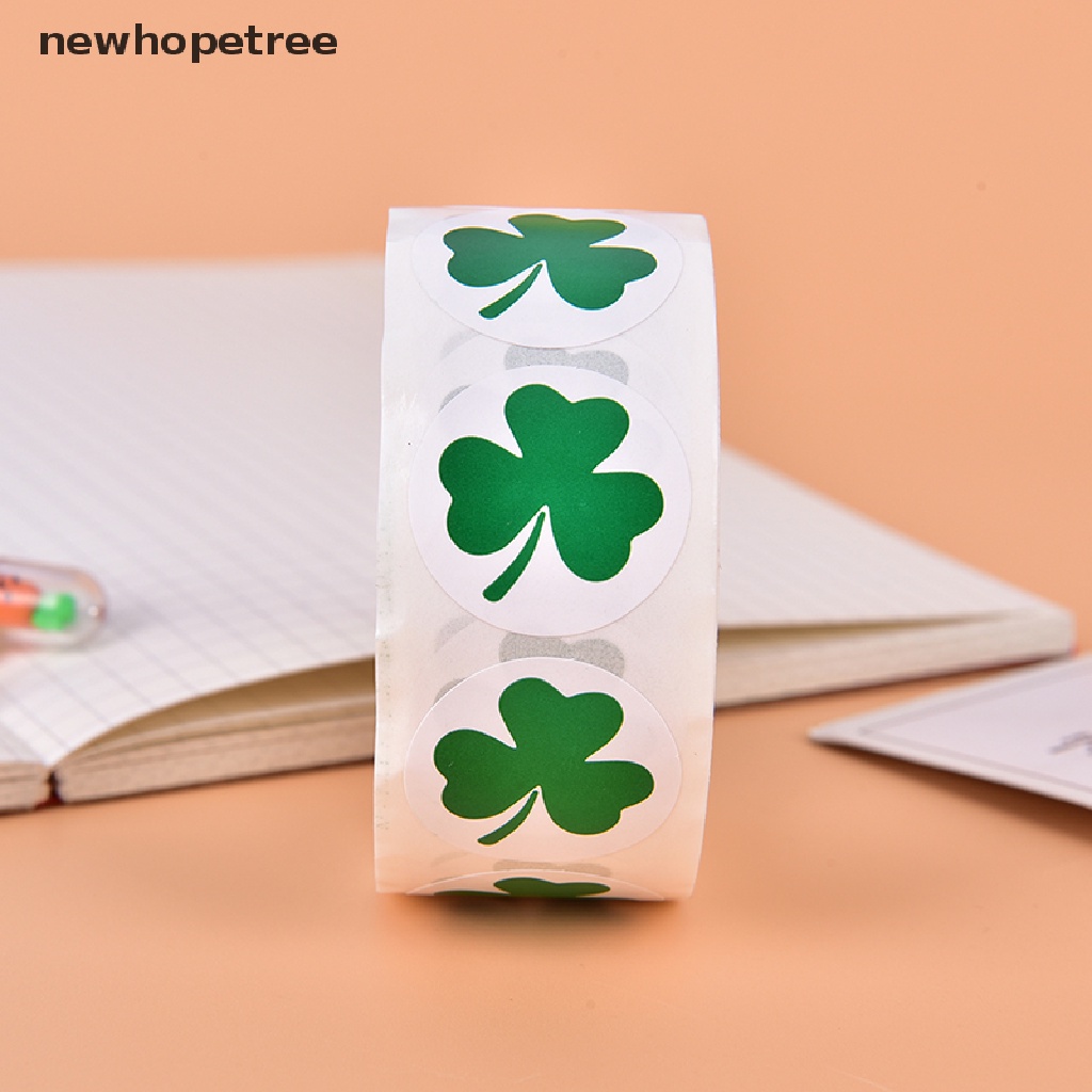 Cuộn 500 Nhãn Dán Tự Dính Hình Cỏ Ba Lá 1Inch Dành Cho Trẻ Em
