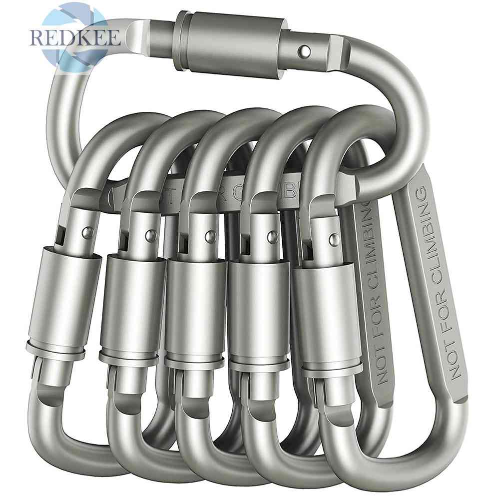 Set 6 Móc Khóa Leo Núi Đa Năng Hình Chữ D Bằng Hợp Kim Nhôm
