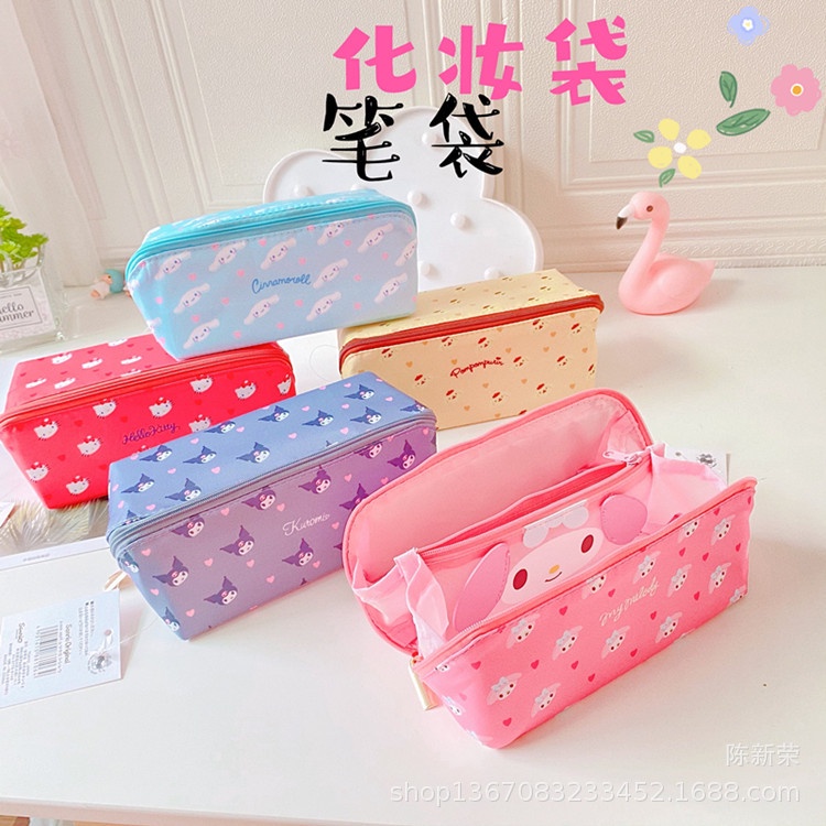 SANRIO Túi Đựng Bút / Đồ Trang Điểm Du Lịch Họa Tiết Thỏ Cinnamoroll Dễ Thương