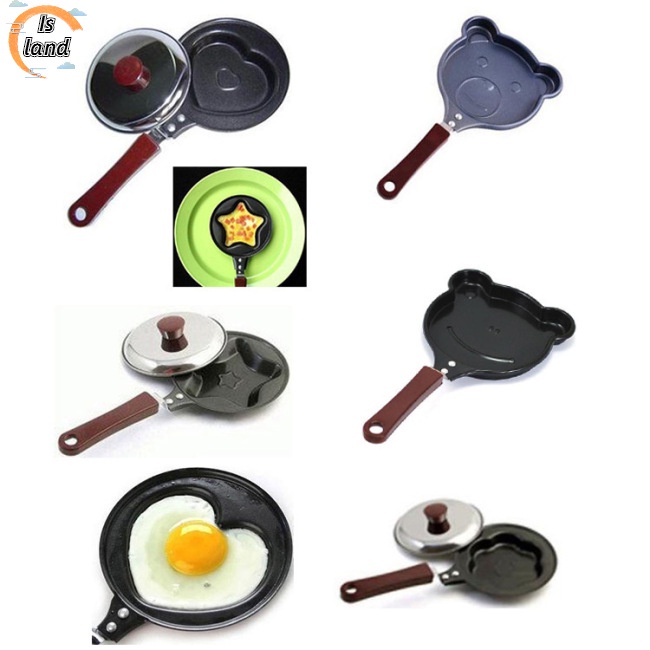 Bộ 4 Chảo Chiên Thức Ăn Chống Dính Hình Thỏ Hoạt Hình Trái Tim Đa Năng