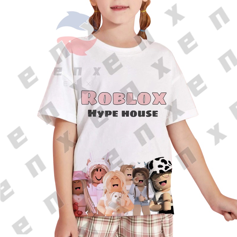 Áo Thun Tay Ngắn In Hình Roblox Thời Trang Mùa Hè Cho Bé Gái