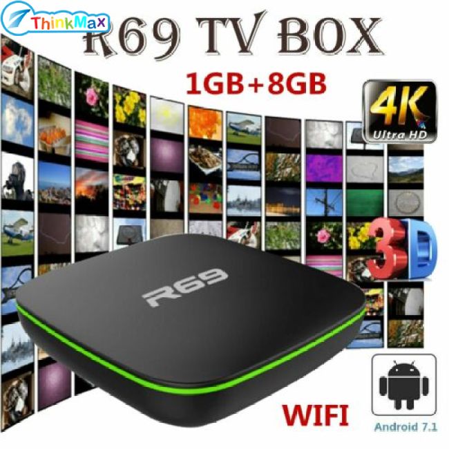 Hộp TV thông minh R69 Android 7.1 1GB + 8GB Quad Core WIFI H.265 Trình phát Video 4K