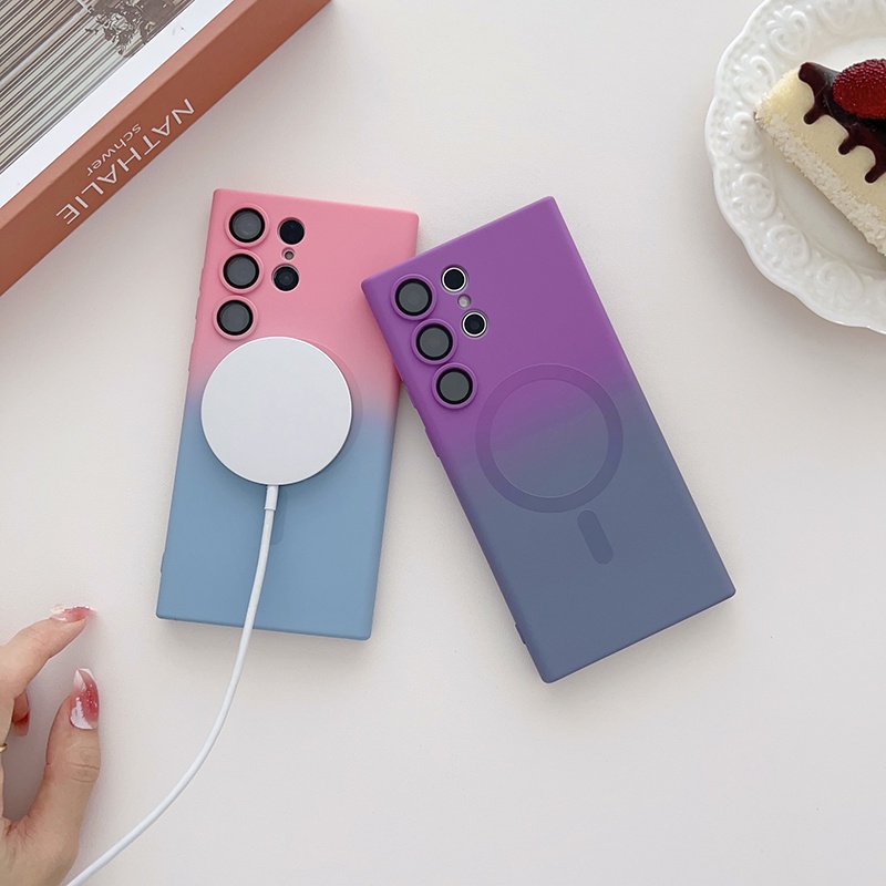 Ốp Điện Thoại Silicone Màu Gradient Cho Samsung S23 S22 S21 Plus Ultra