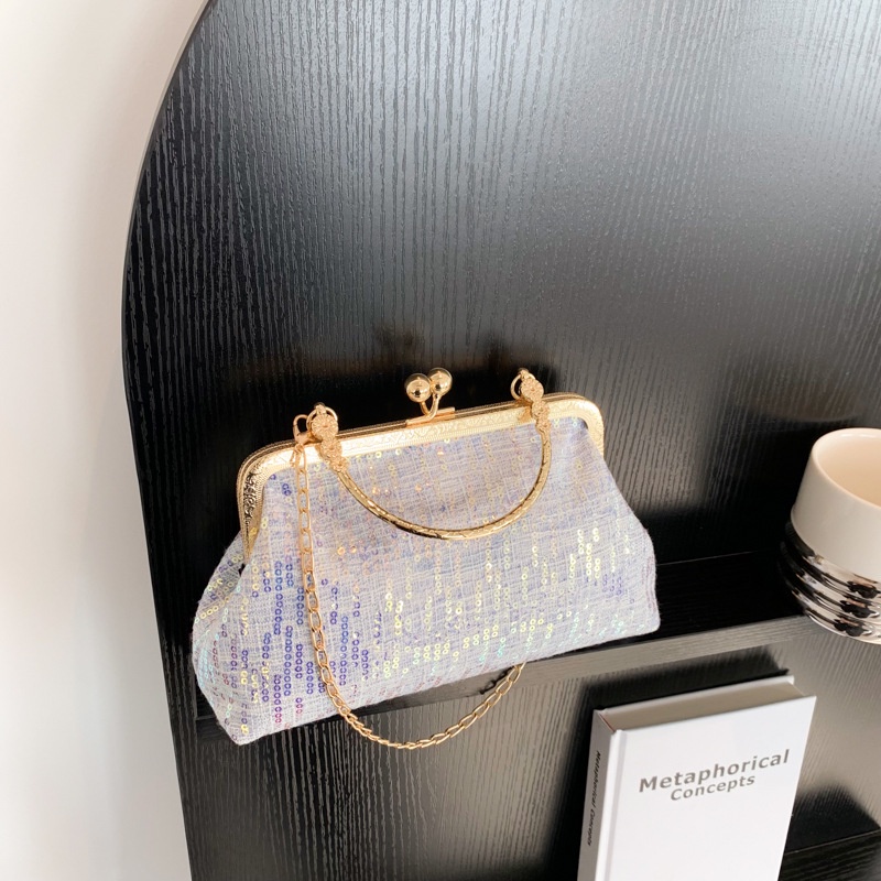 Ba Lô Đeo Vai Phối Dây Xích Đính Kim Sa Lấp Lánh Thời Trang 2023 Cho Nữ