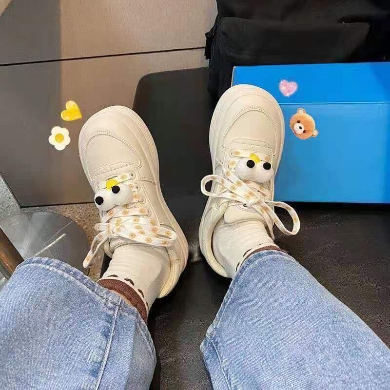Giày Thể Thao Mũi Tròn Đế Dày Tăng Chiều Cao Dễ Phối Đồ Phong Cách Nhật Bản Dễ Thương Cho Nữ