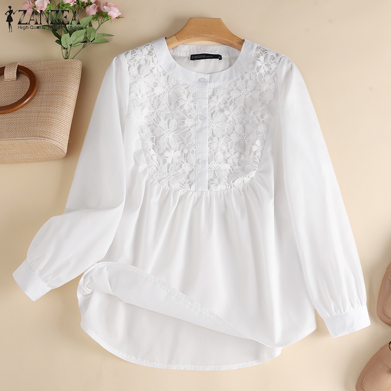 ZANZEA Áo Nữ Tay Dài Phối Ren Thời Trang Quyến Rũ