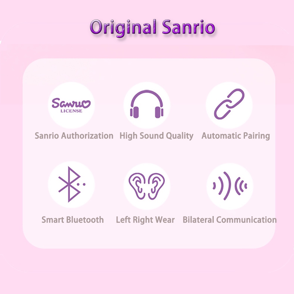 Tai Nghe Bluetooth Không Dây Giảm Tiếng Ồn Có Micro Hình Hoạt Hình Sanrio Kuromi Cinnamoroll Tws
