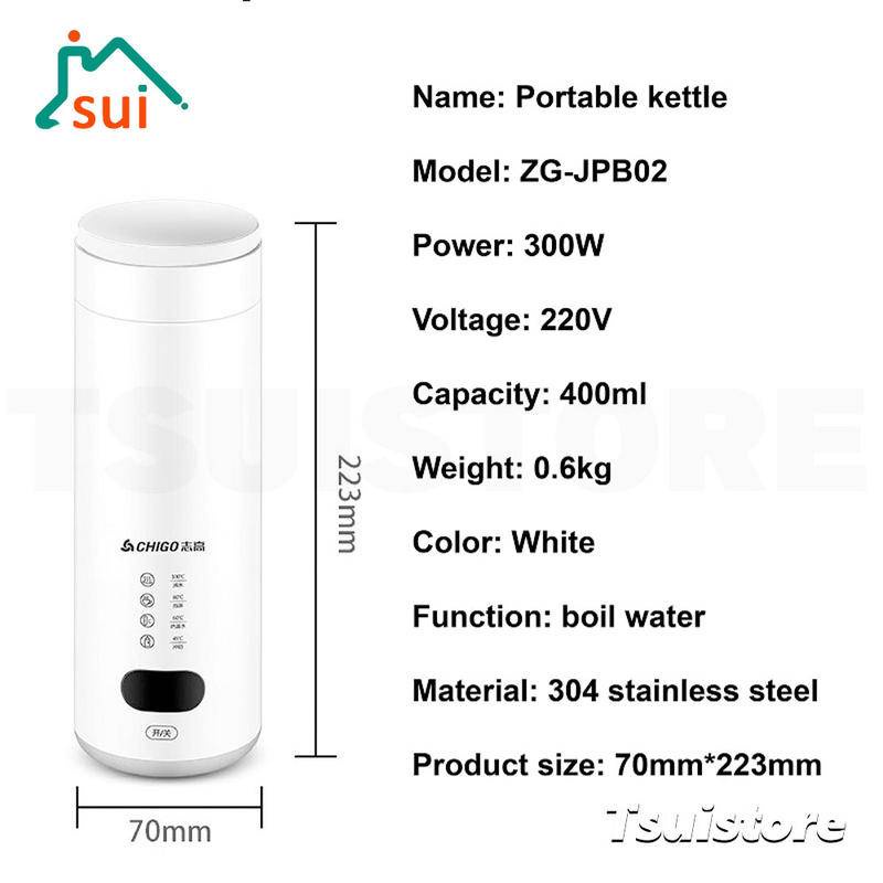 Ấm Đun Nước Điện Thông Minh Bằng Thép Không Gỉ 400ml 220V
