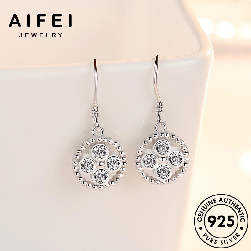 AIFEI JEWELRY khuyên vành kim thật Thời nữ hàn phụ vòng thời 925 tròn trang tính cương xỏ bông kiện nguyên sức moissanite tai khí tua quốc bản bạc E595