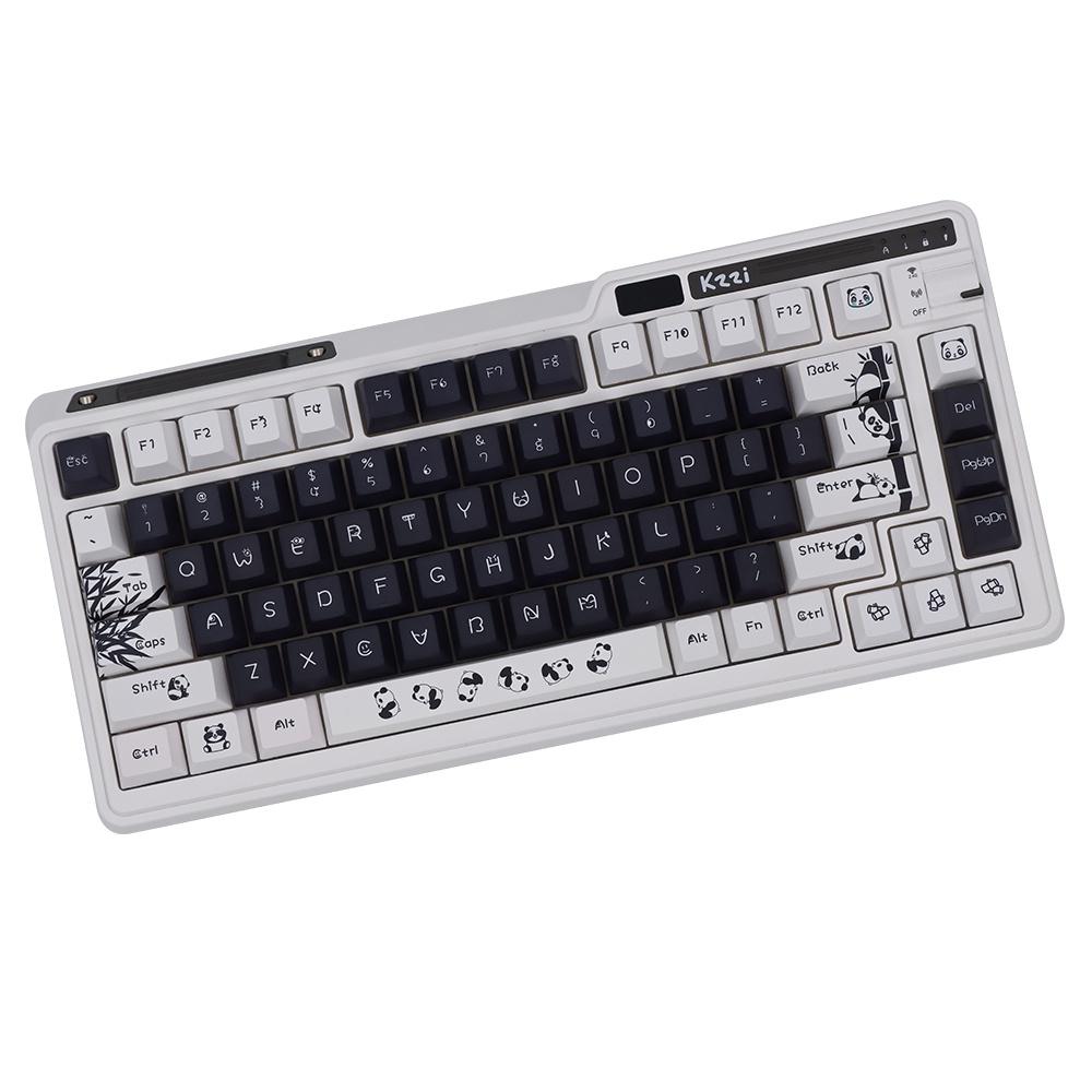 Panda Keycaps Black and White Cherry Profile Nắp Đậy Bàn Phím Pbt In Hình Gấu Trúc Trắng Đen Cho 60% 61 64 68 71 75 81