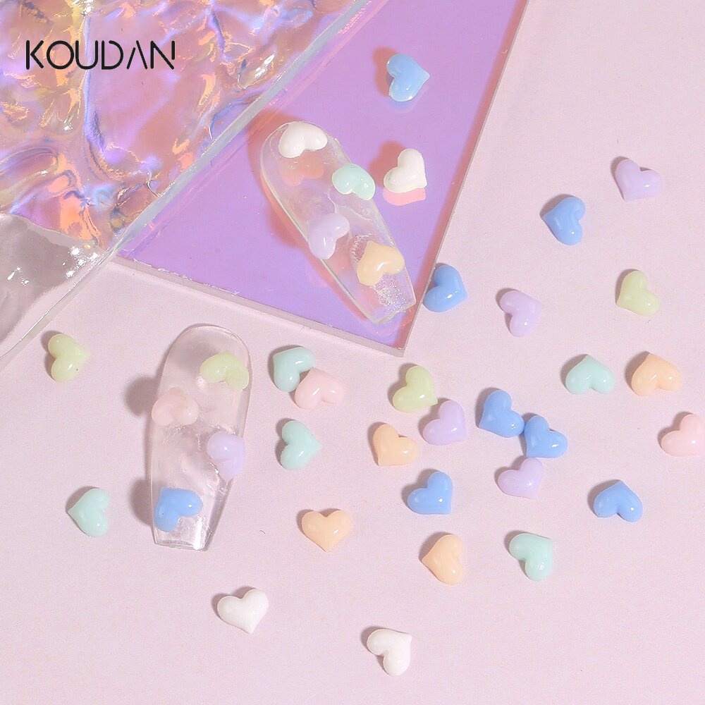 Set 50 Miếng Dán Trang Trí Móng Tay Họa Tiết Trái Tim Màu Gradient Dễ Thương