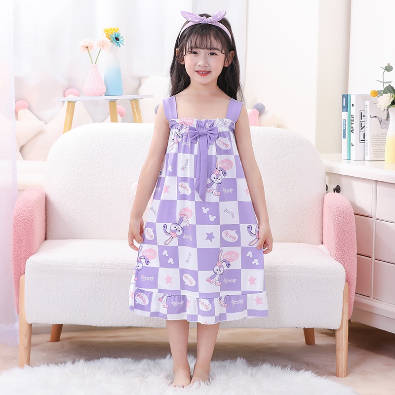 Đầm Ngủ Hai Dây 95-150cm In Họa Tiết Hoạt Hình Dễ Thương Dành Cho Bé Gái