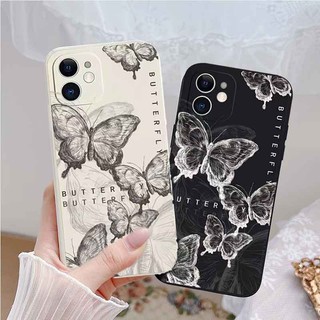 Amk Realme Note 50 12 12X 11X 11 10 C67 C51 C55 C53 C35 C33 C30 C30S C21Y C25Y C20 C11 C12 C25 9 9i 8i 8 7i 6 pro plus 5G Vỏ điện thoại hình bướm đen trắng thẩm mỹ trong suốt Gncmf