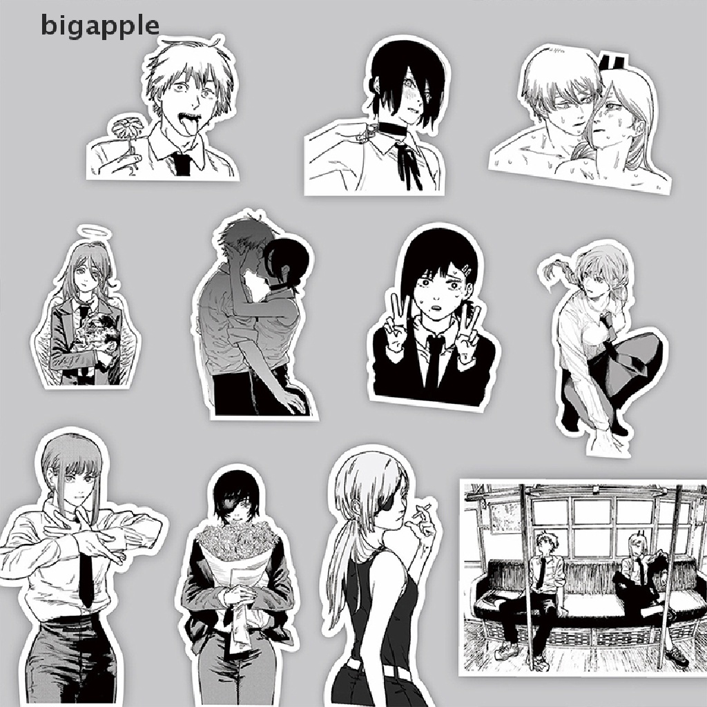 Set 50 Sticker Họa Tiết Anime Màu Trắng Đen Chống Thấm Nước Để Trang Trí Laptop