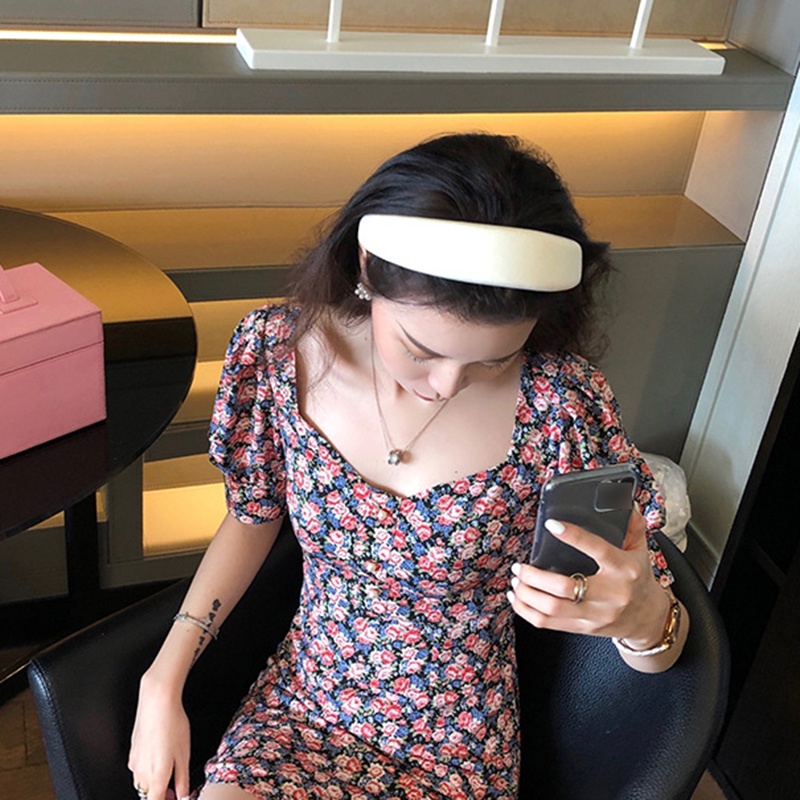 IELGY   Đầm Ngắn Dáng Ôm In Họa Tiết Hoa Phong Cách Pháp Thời Trang Cho Nữ