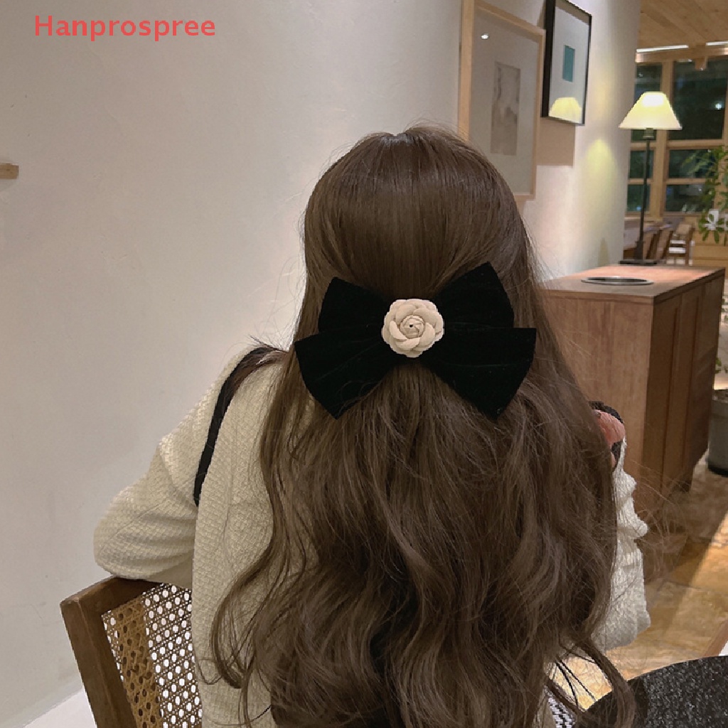 Kẹp Tóc Nơ Nhung Đen Lớn Phong Cách Vintage Cho Nữ