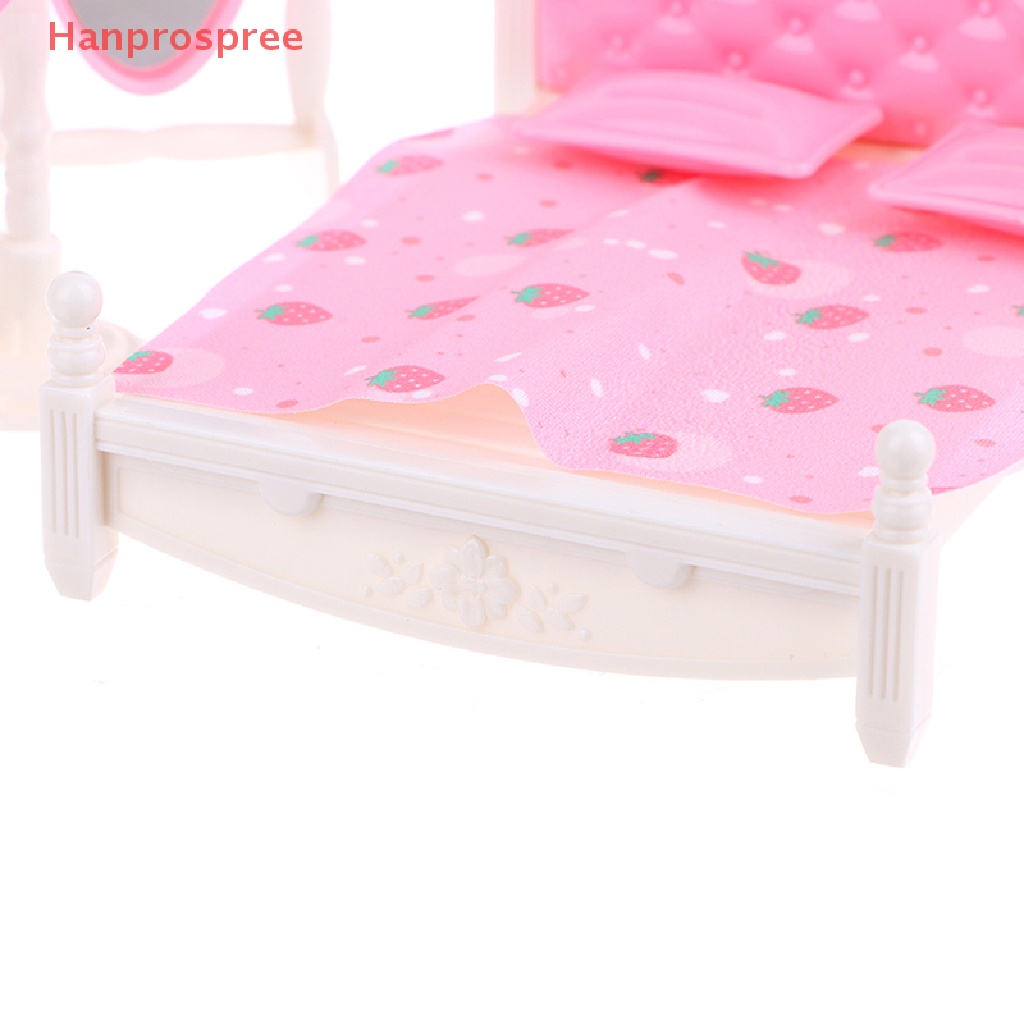 Hanprospree > Bộ Giường Ngủ Mini Tỉ Lệ 1: 12 Trang Trí Nhà Búp Bê