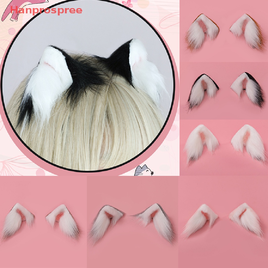 Kẹp Tóc Hình Tai Mèo Phối Lông Đáng Yêu Phong Cách Lolita