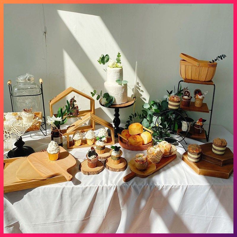 Giá Đỡ Bánh Cupcake / Món Tráng Miệng Bằng Gỗ Phong Cách Bắc Âu Độc Đáo Trang Trí Tiệc Cưới
