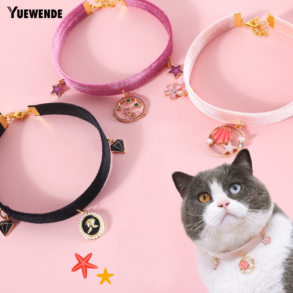 Yue.z Vòng Cổ Màu Sắc Sống Động Phong Cách Retro Kèm Mặt Dây Trang Trí Dành Cho Thú Cưng