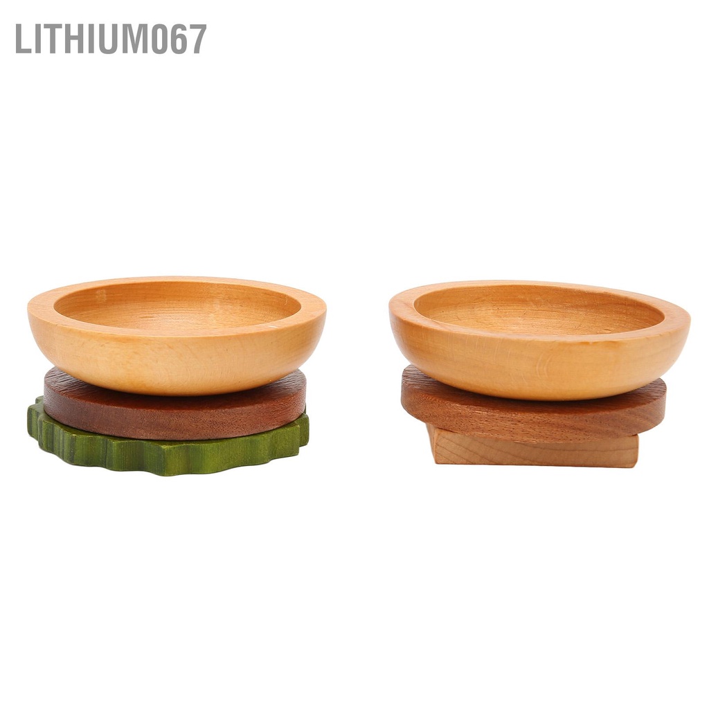 Lithium067 Hamburger Coaster Set Cách nhiệt Đế lót ly uống bằng gỗ tinh tế dễ thương có nam châm cho nhà bếp