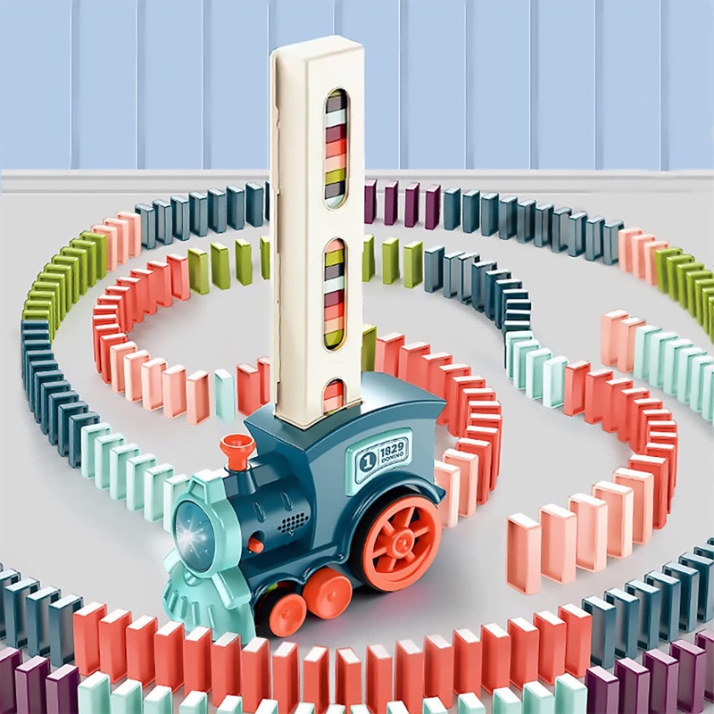 Bộ Đồ Chơi Lắp Ráp Xe Lửa Domino Tự Động Dành Cho Bé