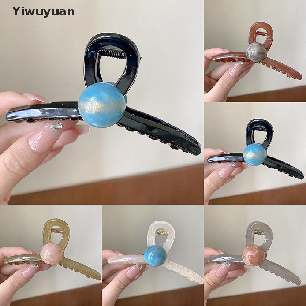 < Yiwuyuan > Kẹp Tóc Dạng Thạch Đính Hạt Nhựa Acrylic Màu Trơn Dễ Thương Phong Cách Hàn Quốc Cho Bé Gái