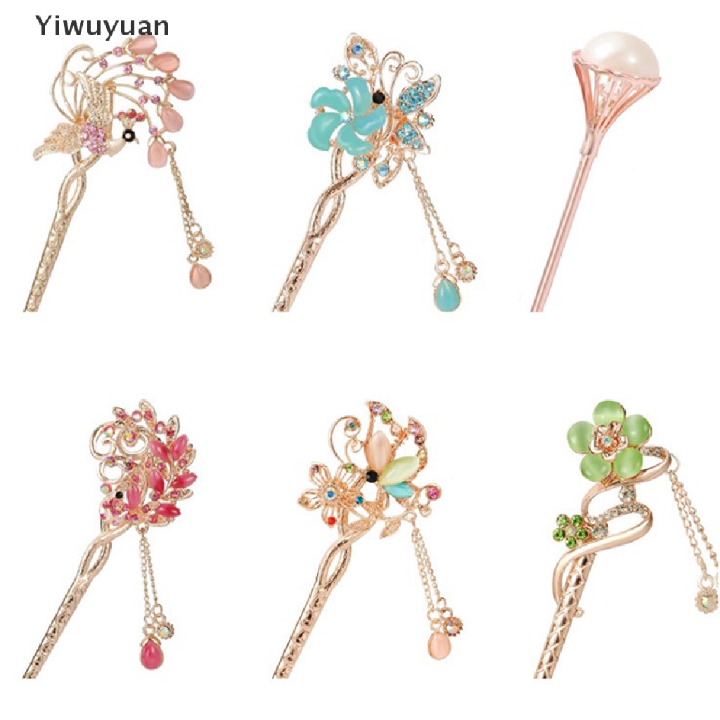 1 Trâm Cài Tóc Kim Loại Đính Đá Phong Cách Trung Hoa Cổ Điển