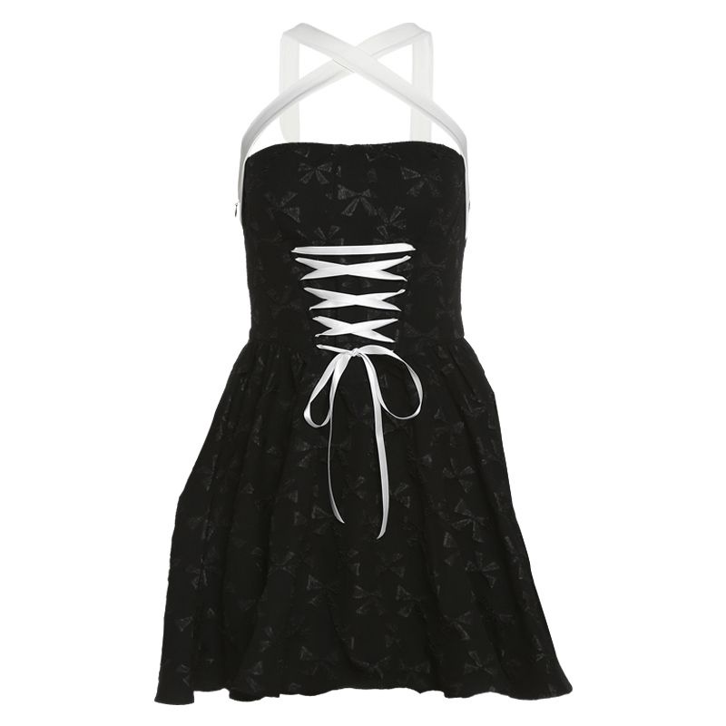 Kisf Đầm Cổ Yếm Buộc Dây Nhấn Eo Thời Trang Cá Tính Ngọt Ngào Cho Nữ