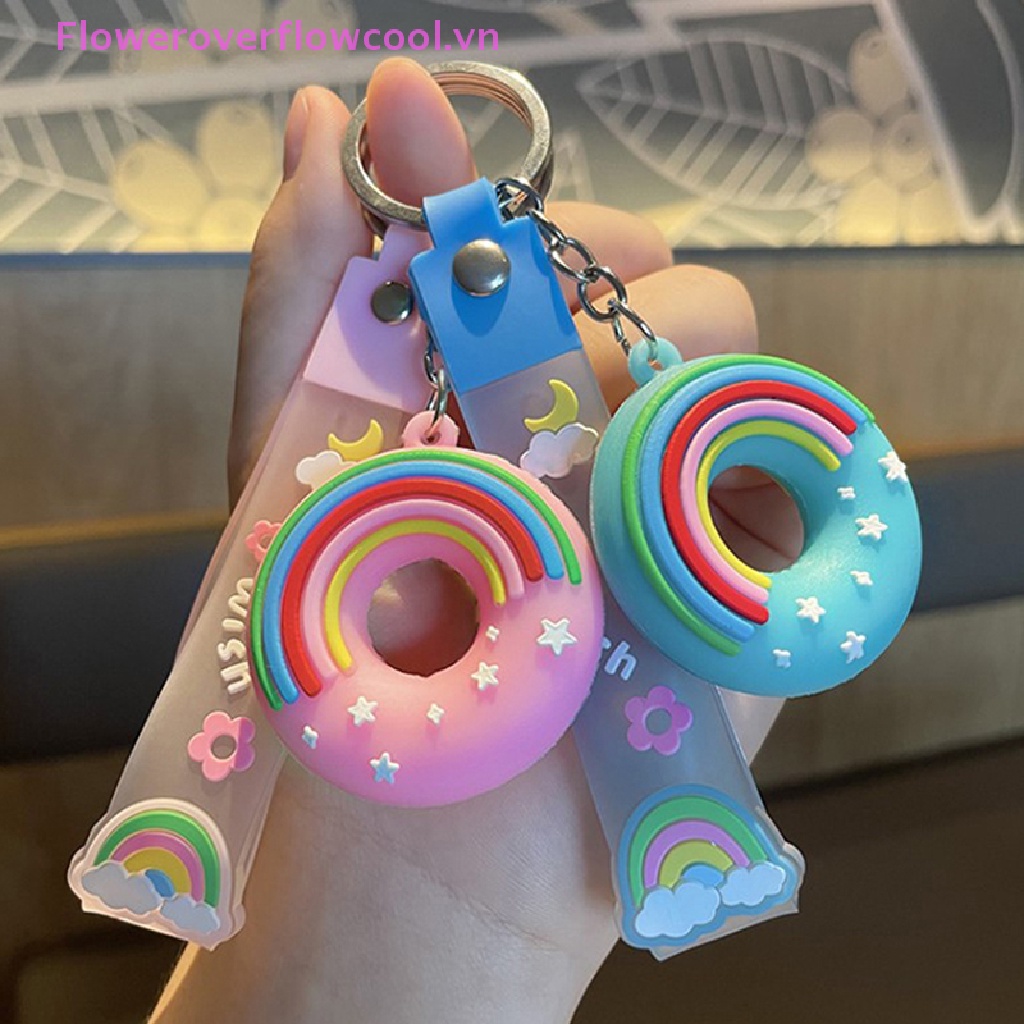 Coollady Móc Khóa Hình Bánh Donut Bằng PVC Dễ Thương Cho Cặp Đôi