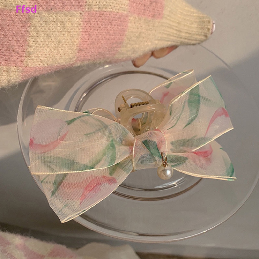 Kẹp Tóc Lưới Hình Nơ / Cá Mập Trong Suốt Thanh Lịch Cho Nữ