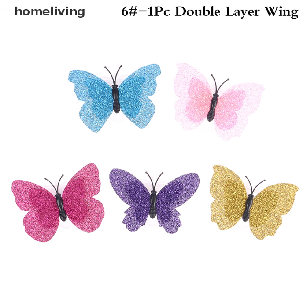 1 Miếng Dán Tường Trang Trí Hình Bướm 3D Nhiều Màu Có Đèn LED DIY