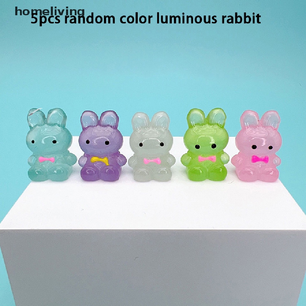 Set 5 Mô Hình Thỏ Dạ Quang Dễ Thương Trang Trí Nhà Cửa / Xe Hơi