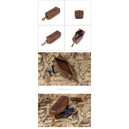 Túi Đựng Bút Bằng Da Bò Đa Năng Phong Cách Retro Đơn Giản