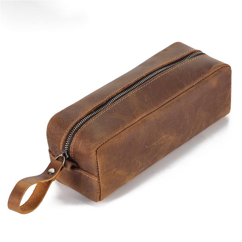 Túi Đựng Bút Bằng Da Bò Đa Năng Phong Cách Retro Đơn Giản