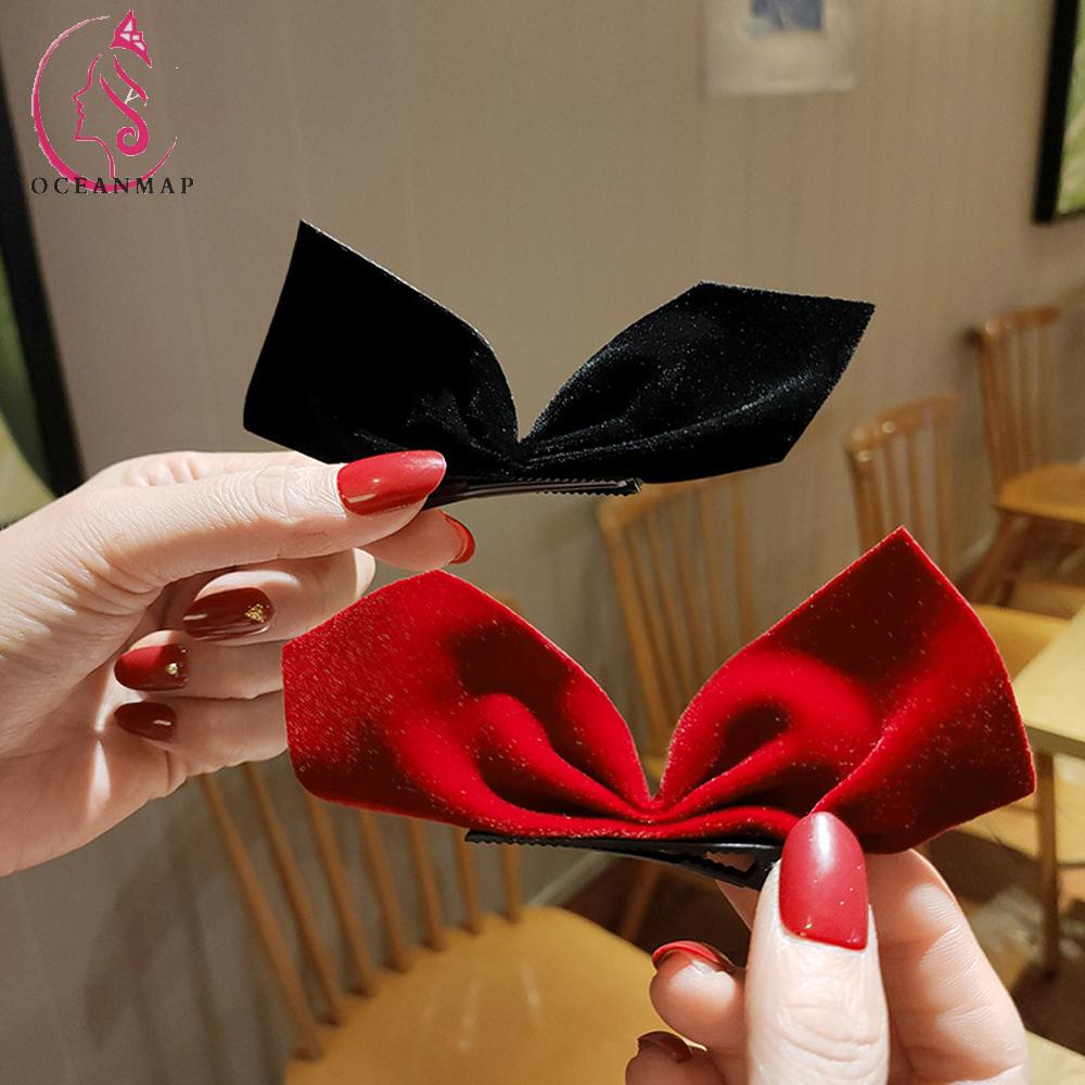 Kẹp Tóc Nơ Vải Nhung Nhiều Màu Thời Trang Cho Nữ