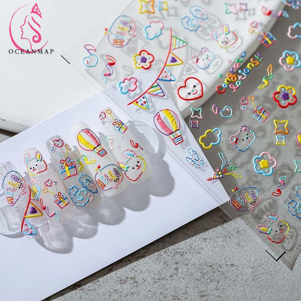 Miếng Dán Trang Trí Móng Tay 5D DIY Họa Tiết Hoa Hồng Thời Trang