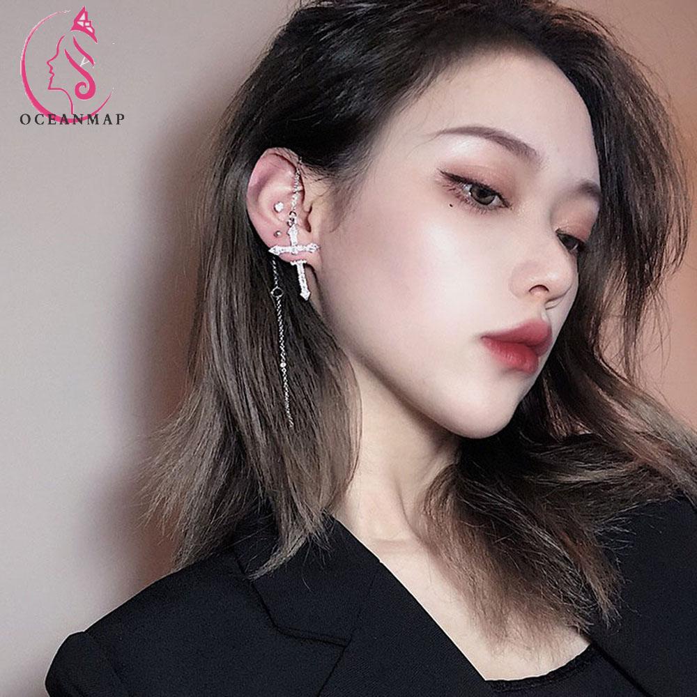 Khuyên Tai Dài Hình Thánh Giá Phong Cách Cổ Điển Thanh Lịch Dành Cho Nữ