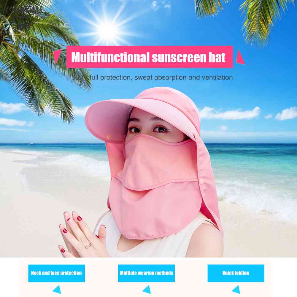 Mũ Rộng Vành Kèm Khẩu Trang Chống Tia UV Cao Cấp Thời Trang Mùa Hè Dành Cho Nữ