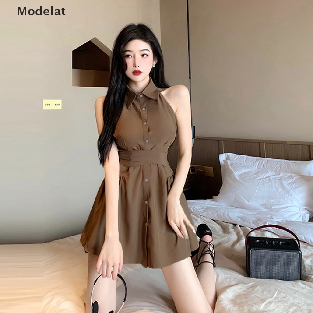 Mfc Đầm Ngắn Không Tay Màu Trơn Thời Trang Mùa Hè Quyến Rũ Cho Nữ